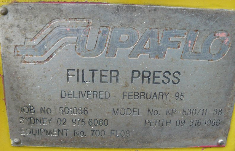 Supaflo Manual Filter Press, Model No. Kp-630/11-38)